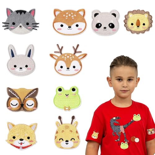 10 Stück Tier Patches zum Aufbügeln Aufbügelflicken Kinder Bestickte Aufnäher Bügelflicken Tiere Bügel Patches Embroidered Iron on Patches Applikation zum Aufbügeln Hosen Jeans Hemden von ZYBLSSBB