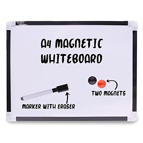 ZYBUX A4-Whiteboard-Wischtafel, magnetisch, für Büro, Zuhause, perfekt für Notizen, leicht, Whiteboard-Marker mit Radiergummi und 2 Magneten (29,5 x 22 x 2 cm) von ZYBUX