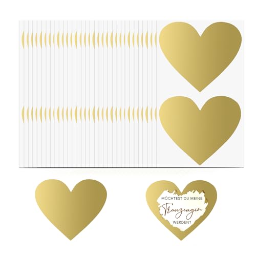 ZYDYRX 100 Stück Rubbelaufkleber Herzform Selbstklebende Rubbelkarte Goldene Rubbelaufkleber Herz Scratch Off Etiketten für Scrapbooking Postkarten Grußkarten Hochzeiten 6 x 7cm von ZYDYRX