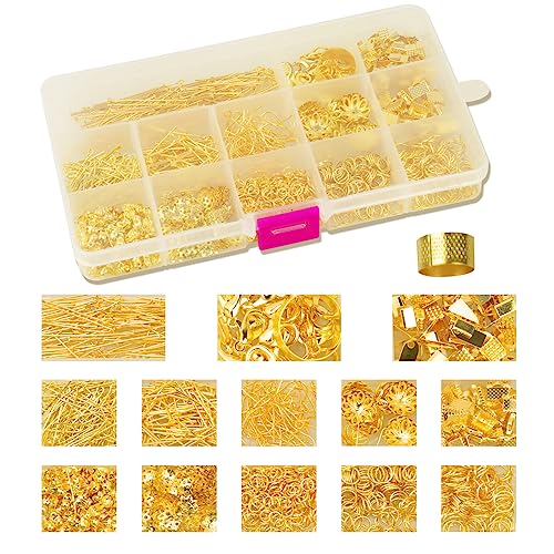 ZYDYRX 950 Stück Gold Schmuckherstellung Kit Schmuck Basteln Zubehör Schmuckherstellung Set Schmuck Reparatur Werkzeug Kit für Armband Ohrringe Halskette DIY von ZYDYRX