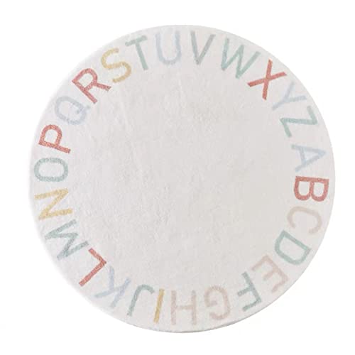 ZYFAB Runder ABC-Teppich aus weichem Plüsch, rutschfeste Alphabet-Bodenmatte für Kinderzimmer-Lernspielteppich für Klassenzimmer,A,Diameter:200cm von ZYFAB