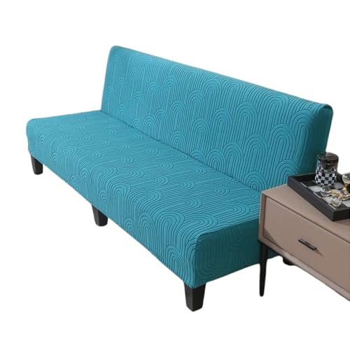 ZYHBBGXFC-XM Armloser Futon-Bezug mit Rüschenrock, hochelastischer Futon-Sofabettbezug, Rutschfester Sofabezug ohne Armlehnen, Dicker, weicher, gemütlicher Samtstoff(Blue,Medium (150-170cm)) von ZYHBBGXFC-XM