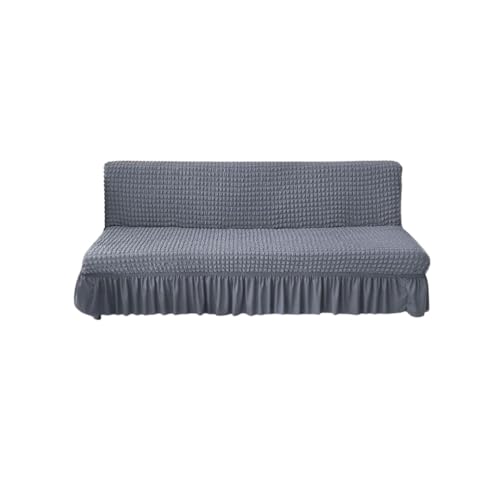 ZYHBBGXFC-XM Futonbezug ohne Armlehnen mit Rüschenrock, hochelastischer Futon-Schlafsofabezug, Rutschfester Sofabezug ohne Armlehnen, Dicker, weicher, gemütlicher Samtstoff(Gray,Large (190-220cm)) von ZYHBBGXFC-XM