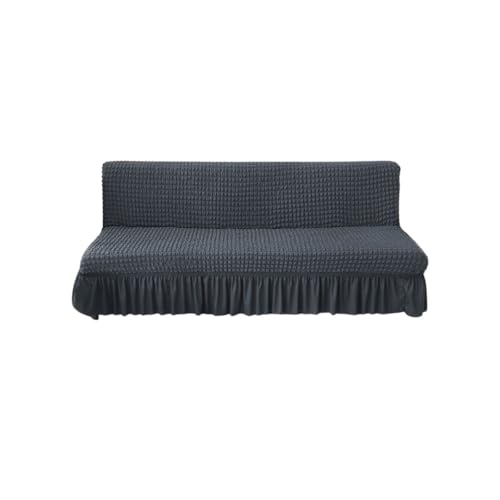 ZYHBBGXFC-XM Futonbezug ohne Armlehnen mit Rüschenrock, hochelastischer Futon-Schlafsofabezug, Rutschfester Sofabezug ohne Armlehnen, Dicker, weicher, gemütlicher Samtstoff(Gray,Medium (155-185cm)) von ZYHBBGXFC-XM