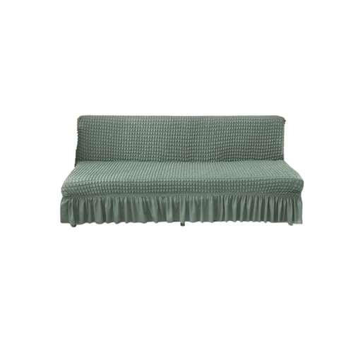 ZYHBBGXFC-XM Futonbezug ohne Armlehnen mit Rüschenrock, hochelastischer Futon-Schlafsofabezug, Rutschfester Sofabezug ohne Armlehnen, Dicker, weicher, gemütlicher Samtstoff(Green,Large (190-220cm)) von ZYHBBGXFC-XM