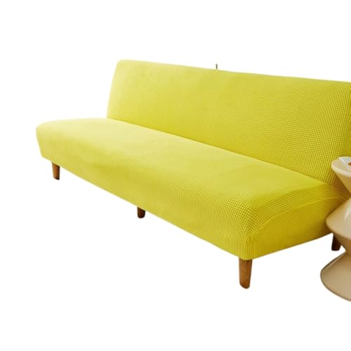 ZYHBBGXFC-XM Futonbezug ohne Armlehnen mit Rüschenrock, hochelastischer Futon-Schlafsofabezug, Rutschfester Sofabezug ohne Armlehnen, Dicker, weicher, gemütlicher Samtstoff(Yellow,Large (180-200cm)) von ZYHBBGXFC-XM