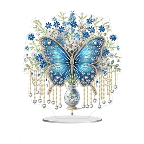 5D Diamond Painting Schmetterling,DIY Diamant Malerei Aufsteller mit Blumen und Kristallen,Kreatives Bastelset für Erwachsene und Kinder,Schmetterling Diamond Painting Set für Wohn- und Bürodekoration von ZYJBD