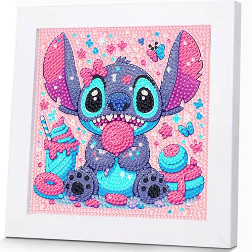 5D Stich Diamantgemälde für Kinder mit Rahmen,Cartoon Mosaikherstellung，DIY Diamond Painting Anzug,Diamant Malerei Bilder Arts Craft für Home Wand Decor,Geeignet für Mädchen und Anfänger (17x17cm） von ZYJBD