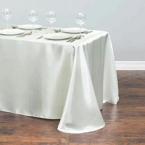 Einfarbige Satin-Tischdecke, Tischdecke, Tischdecke, Überzug für Geburtstag, Bankett, Restaurant, Festival, Party-Versorgung, Beige, 145 x 300 cm von ZYKAA