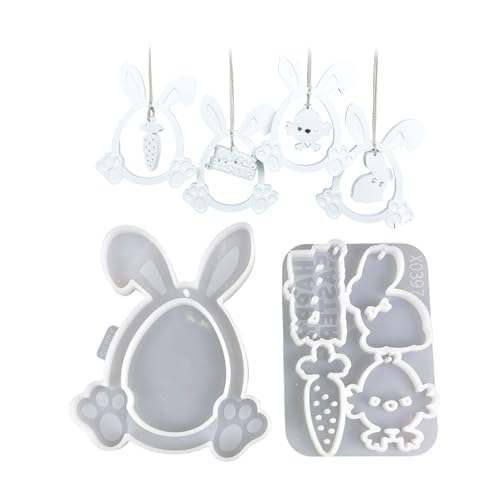 2 Stück Eierförmige Hasen-Anhänger Silikonformen Ostern Kaninchen hängende Formen Ornament Pflaster Formen Epoxidharz Formen von ZYKEJJDDAK