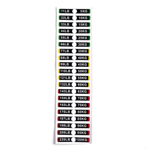 ZYNCUE Gewichts-Aufkleber, Etiketten, Gewichtsstapel-Etiketten, 5 kg - 120 kg, für Elektrogeräte, schweißresistente Fitnessgeräte-Etiketten für schnelle Erkennung (5–100 kg) von ZYNCUE