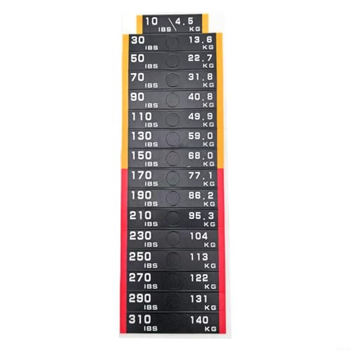 ZYNCUE Gewichts-Aufkleber, Gewichtsstapel-Etiketten, 4,5 - 140,6 kg, Kraftgeräte-Etikett für Bodybuilding, Fitnessstudio, Widerstandstrainer (4,5–140,6 kg) von ZYNCUE