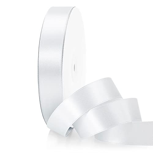 ZYOOO 25mm X 91m Satinband Weiss - Schleifenband Geschenkband Bänder weiß zum Basteln von ZYOOO lift