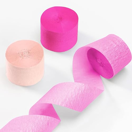 ZYOOO 6 Rollen KreppPapier Streamer, 25m hängende Kreppband Seidenpapier für Mädchen Geburtstag, Baby/Braut Dusche, Barbie Party Dekorationen (Pink) von ZYOOO lift