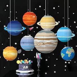 ZYOOO 8 Stück 25cm/10inch Solarsystem Planeten Papierlaterne Lampions deko für Weltraum Themen Geburtstagsdeko Solarsystem Hängende Deko von ZYOOO lift