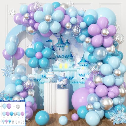 ZYOOO Blau Lila LuftBallon Girlande Deko，98 Stück Diy Ballon Girlande Deko Deko für Kinder, Baby, Mädchen, Tochter, Nichte, Enkelin Bithday Gefrorene Meerjungfrau Party Dekoration von ZYOOO lift