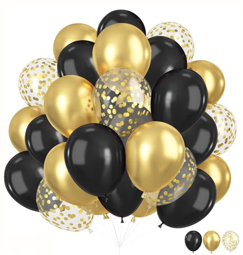 ZYOOO Luftballons Schwarz Gold, 12 Zoll/30.5 cm Metallic Latex Ballons mit Konfetti, Partyballon für Hochzeit, Neujahr, Abschlussfeier, Jubiläum, Geburtstag Deko - 50 Stück ZYOOO Luftballons Schwarz Gold, 12 Zoll/30.5 cm Metallic Latex Ballons mit Konfetti, Partyballon für Hochzeit, Neujahr, Abschlussfeier, Jubiläum, Geburtstag Deko - 50 Stück von ZYOOO lift
