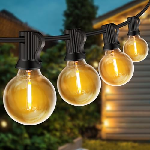 LED Lichterkette Außen, 10M Lichterkette außen Strom mit G40 20+2 Glühbirnen Plastik, IP44 Wasserdicht Lichterketten Außenbereich für Garten, Hochzeit, Party Warmweiß von ZYRIVON