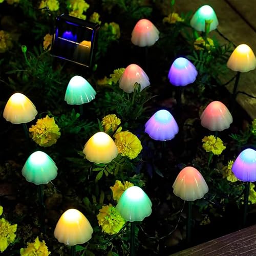 ZYTC Super helle Solar String Licht Pilz Boden eingefügt 20FT 30LED Lichter schwankende Lichter im Freien wasserdichte Garten Dekorationen für Yard Patio Pathway Rasen Gardening (mehrfarbiges Licht) von ZYTC