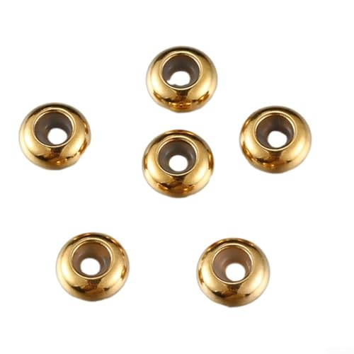 Set mit 10 Edelstahl-Anpassungsperlen, mit rutschfestem Silikonring für Gewindelängenanpassungen (Gold, 6 mm) von ZYWUOY