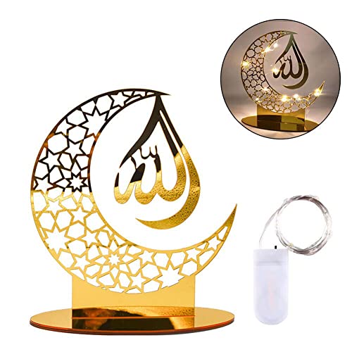 ZYWUOY Islam Eid Ramadan Mubarak Dekorationen Acryl Moschee muslimische Tischdekoration LED Mond Ornament für Zuhause Party Dekoration von ZYWUOY