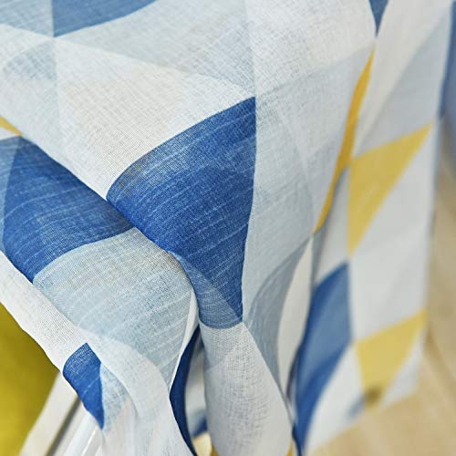 Blickdichte Gardinen Geometric Splice Drucken Blackout Curtains Raum Verdunkelungsvorhänge für Kinderzimmer Blau 2 Panels,Voile,W120xL190cm von ZYY-Home curtain