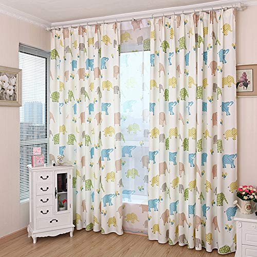 Tier Drucken Verdunkelungsvorhang Elefant Muster Gardinen Bleistift Falte Blickdichte Vorhänge für Kinderzimmer Schlafzimmer Wohnzimmer 2 Stück,Curtain,W175xL140cm von ZYY-Home curtain