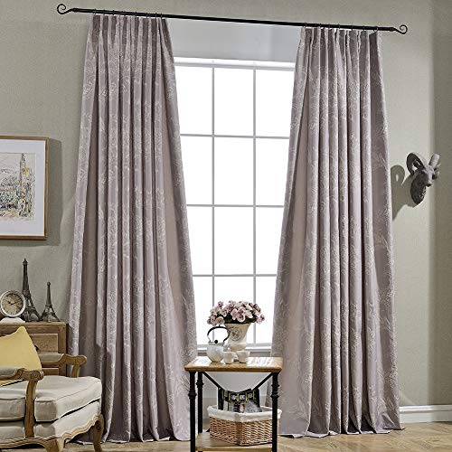 ZYY-Home curtain 2 Stück Jacquard Verdunkelungsvorhänge Retro Kräuselband Blickdichte Vorhang für Schlafzimmer Wohnzimmer Kinderzimmer,Lila,W200xL250cm von ZYY-Home curtain