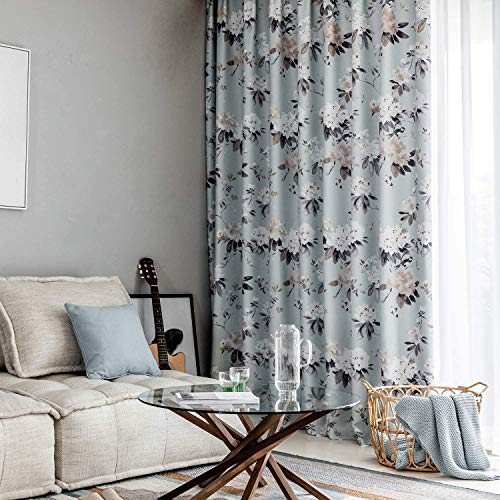 ZYY-Home curtain Blickdichte Gardinen für Schlafzimmer Aquarell Blume Drucken Vorhänge Verdunkelungsvorhang mit Ösen Vorhange 2 Stücke,Printed,W100xL250cm von ZYY-Home curtain