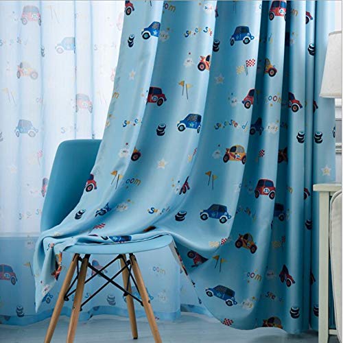 ZYY-Home curtain Gokart Fahren Drucken Verdunkelungsvorhang Kinderzimmer mit Ösen Weiche Atmungsaktive für Wohnzimmer Schlafzimmer Gardinen,Blau,W200xL250cm*1piece von ZYY-Home curtain