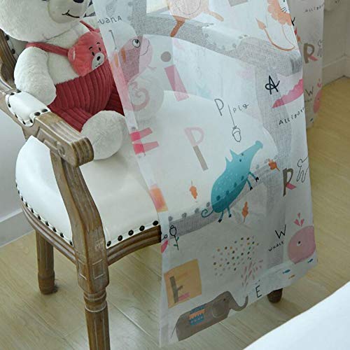 ZYY-Home curtain Pflanze Leinen Blickdichte Vorhänge Cartoon Tier mit Ösen 2er Set Verdunkelungsvorhang Energiespar & Wärmeisolierend für Kinderzimmer Gardinen Pink,Voile,W140xL245cm von ZYY-Home curtain