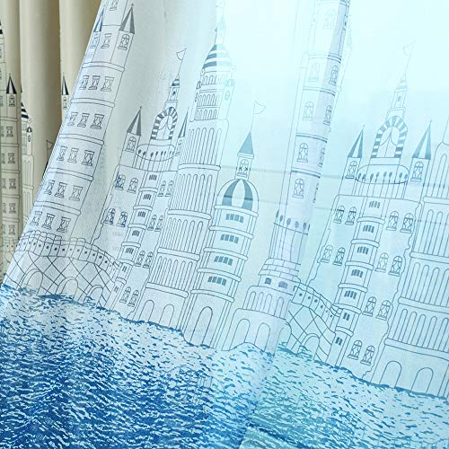 ZYY-Home curtain Schloss Drucken Verdunkelungsvorhänge Cartoon Verdunklungsvorhang,mit Ösen Kinder Gardinen für Schlafzimmer Wohnzimmer Kinderzimmer 2 Stück,Voile,W100xL250cm von ZYY-Home curtain