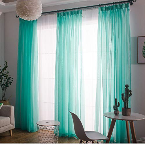 ZYY-Home curtain Transparente einfarbige Gardine aus Voile viele attraktive Farbe für Wohnzimmer Schlafzimmer Küche,Blue,1PCW150xH275cm von ZYY-Home curtain