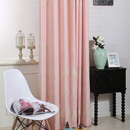 ZYY-Home curtain Verdunkelungsvorhänge Blume Muster Schlafzimmer Stickerei Blickdichte Gardinen mit Ösen für Wohnzimmer Kinderzimmer Vorhang,Rosa,W120xL140cm*1piece von ZYY-Home curtain