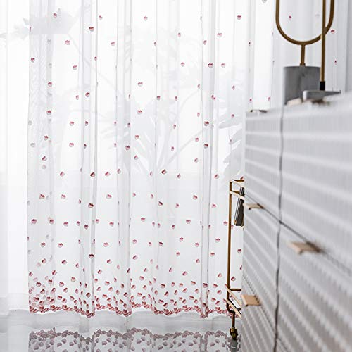 ZYY-Home curtain Voile Vorhang Blütenblatt Stickerei Transparent Gardinen Kräuselband Gestickter Vorhänge für Kinderzimmer Wohnzimmer Schlafzimmer,W140xL245cm*1piece von ZYY-Home curtain