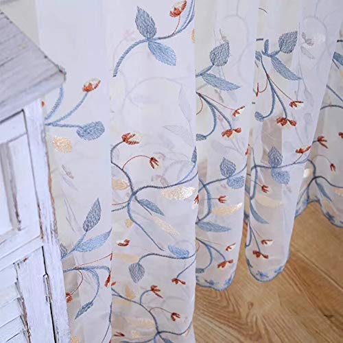 ZYY-Home curtain Vorhang Voile Blumen Leicht & Soft Gardinen Ösenschal Stickerei Vorhänge Transparent 2 Stück Für Wohnzimmer Kinderzimmer Schlafzimmer,W140xL270cm von ZYY-Home curtain