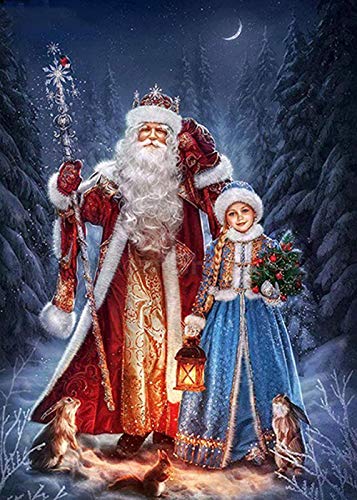 ZYYCJ 5D DIY Diamond Painting Santa Claus Cross Stitch Mosaic Crystal Round Drill Diamond Embroidery Painting Home Office Wall Decor Gift - 40X50Cm von ZYYCJ