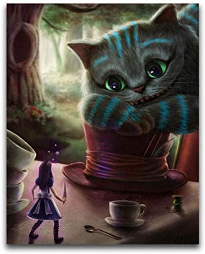 Zyycj 5D Diy Diamantmalerei Alice Im Wunderland Volldiamant Stickerei Kreuzstich Liebe The Cheshire Cat Handarbeiten -30x40cm/12x16inch von ZYYCJ