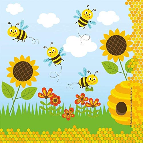 20 Servietten * SÜSSE BIENEN * für Kinderparty und Kindergeburtstag | Biene Bee Honig Honigbienen Napkins Papierservietten Party Set von ZYZYZK