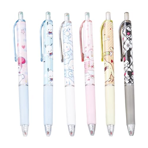 RHYII 6 Stück Karikatur Charakter Stift Kawaii Karikatur Stift Niedliche Cartoon Gel Stifte 0,5 mm schwarze Tinte Gel Stifte Animation Gelschreiber Set Cartoon Kugelschreiber für Kinder von ZYZYZK