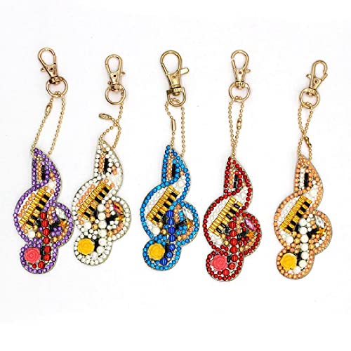 Diamond Painting Schlüsselanhänger Musiknotenset 5D Full Drill Diamond Art Painting Keychain für Frauen Mädchen Tasche Geldbörse Handtasche Charms Anhänger Geschenk von ZZDXL