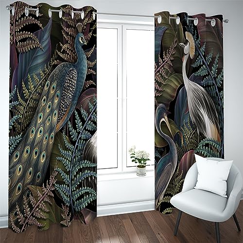 Verdunklungsvorhänge Pfau Vorhang Wohnzimmer 2Er Set,Vorhang Blickdicht Für Kinderzimmer,Gardinen Mit Ösen Schlafzimmer,Blackout Curtain 2X140X250Cm von ZZDXL