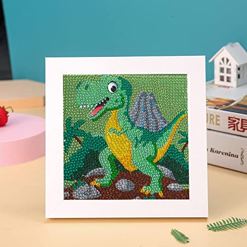 ZZDXW Diamond Painting Dinosaurier Tier Diamond Painting kinder DIY Weihnachten 5D Diamant Painting mit rahmen,Diamond Painting für Kinder,für Home Wand-Décor Diamant Painting Bilder Arts(15x15cm) von ZZDXW