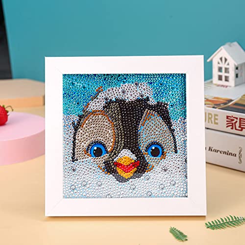 ZZDXW Diamond Painting Lustiger Pinguin Diamond Painting kinder DIY Weihnachten 5D Diamant Painting mit rahmen,Diamond Painting für Kinder,für Home Wand-Décor Diamant Painting Bilder Arts(18x18cm) von ZZDXW