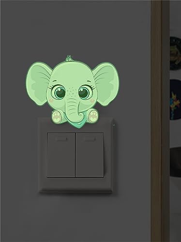 Wandtattoo Kinderzimmer Grüner Süßer Elefant Leuchtsterne Kinderzimmer Wanddeko Wandsticker Leuchtsterne Selbstklebend Glow in the Dark Wandtattoo Kinderzimmer Mädchen Junge von ZZDXW