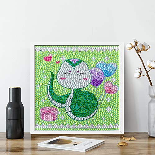 ZZDXW Diamond Painting Cartoon-Schlange Diamond Painting kinder DIY Weihnachten 5D Diamant Painting mit rahmen,Diamond Painting für Kinder,für Home Wand-Décor Diamant Painting Bilder Arts(15x15cm) von ZZDXW