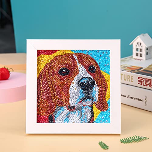 ZZDXW Diamond Painting Tier Hund Diamond Painting kinder DIY Weihnachten 5D Diamant Painting mit rahmen,Diamond Painting für Kinder,für Home Wand-Décor Diamant Painting Bilder Arts(18x18cm) von ZZDXW