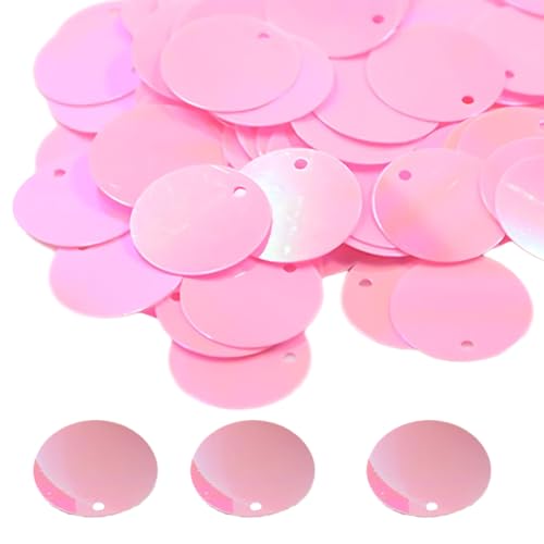 240 Stück Pailletten, Pailletten Basteln Schneidern, Große Pailletten Mit Loch Flache Runde Pailletten für Schmuckherstellung DIY Nähen Handwerk Hochzeitsdekoration 15mm, pailletten，rosa von ZZHBOO