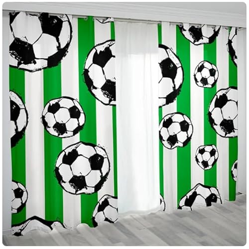 Verdunkelungsvorhänge Mit Fußball Fußballspieler Motiv Für Kinderzimmer Wohnzimmer Schlafzimmer Blickdichte Vorhänge Mit Ösen W 150 X H 166 cm von ZZHENGBD