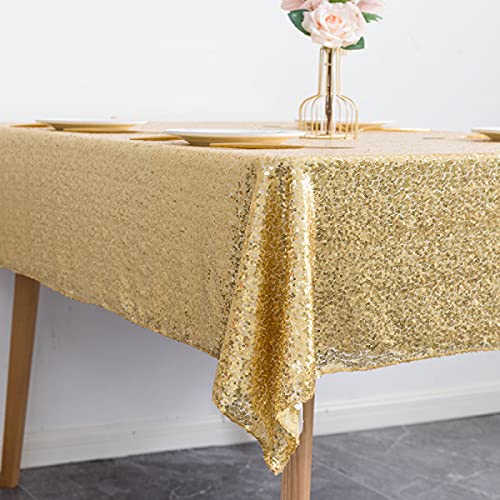 Pailletten Tischdecke, Waschbar Dekorativ Polyester Tischdecke, Für Hotel, Restaurant, Bankett, Garten Dekoration, Steigern Sie Die Festliche Atmosphäre-Gold ||120X180cm von ZZHEXIN